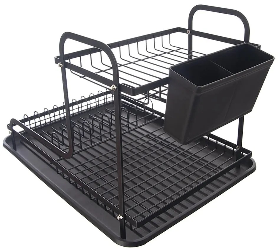 Scolapiatti a due livelli in metallo nero 42,5x32 cm Radka - Orion