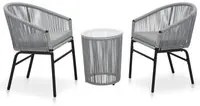 Set da Bistrot 3 pz con Cuscini in Polyrattan Grigio 48140