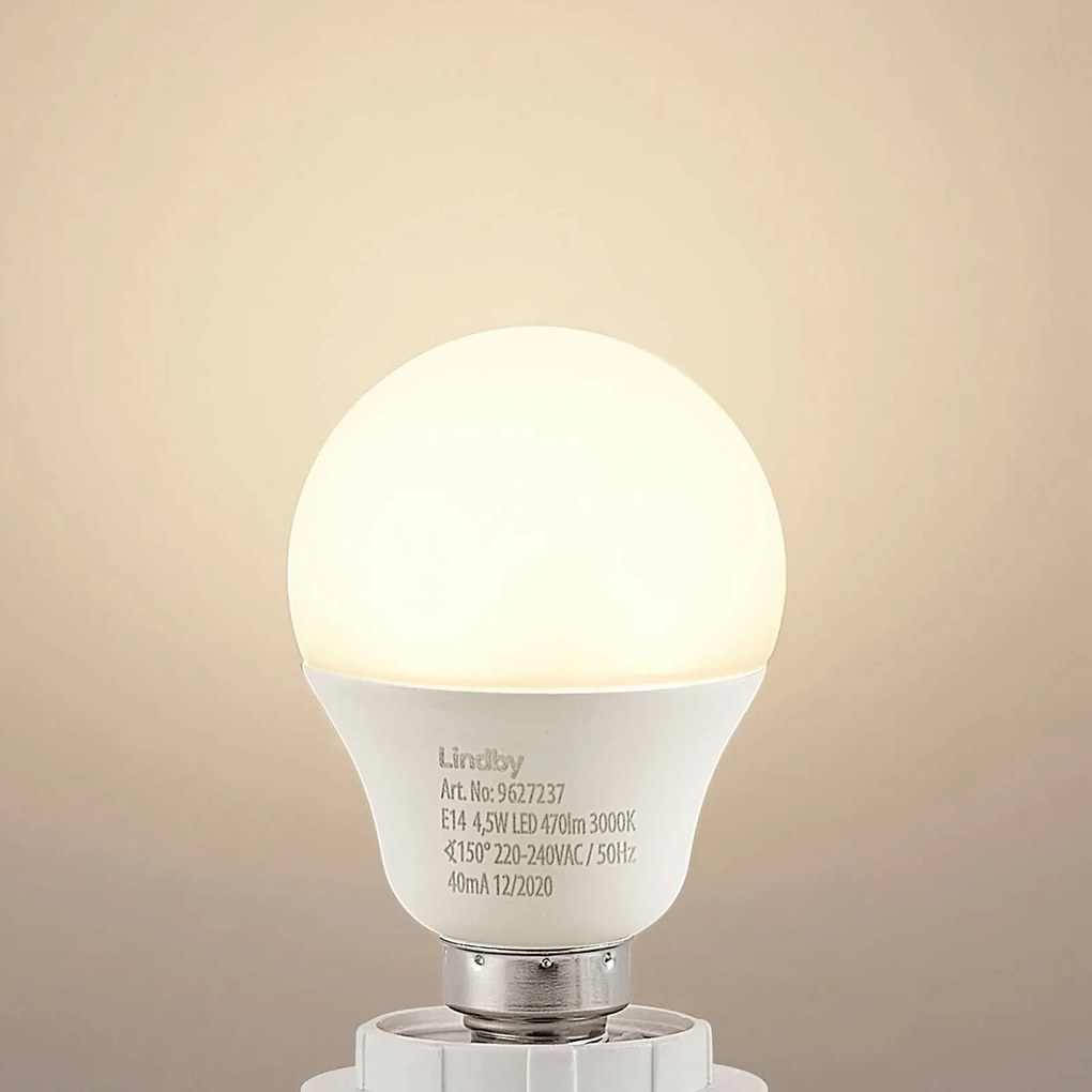 Lindby Lampadina a goccia a LED E14 G45 4,5W 3.000K opale