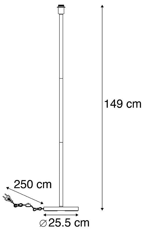 Lampada da terra moderna nera senza paralume 149 cm - Simplo