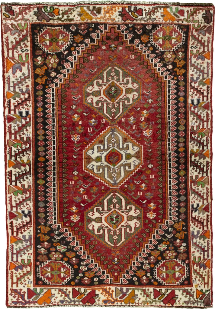 Shiraz Tappeto persiano 100x150 Rosso (Iran) Annodato A Mano