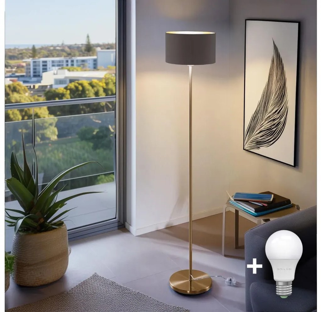 Lampada da terra LED TUNJA 1xE27/20W/230V Ø 30 cm oro/marrone
