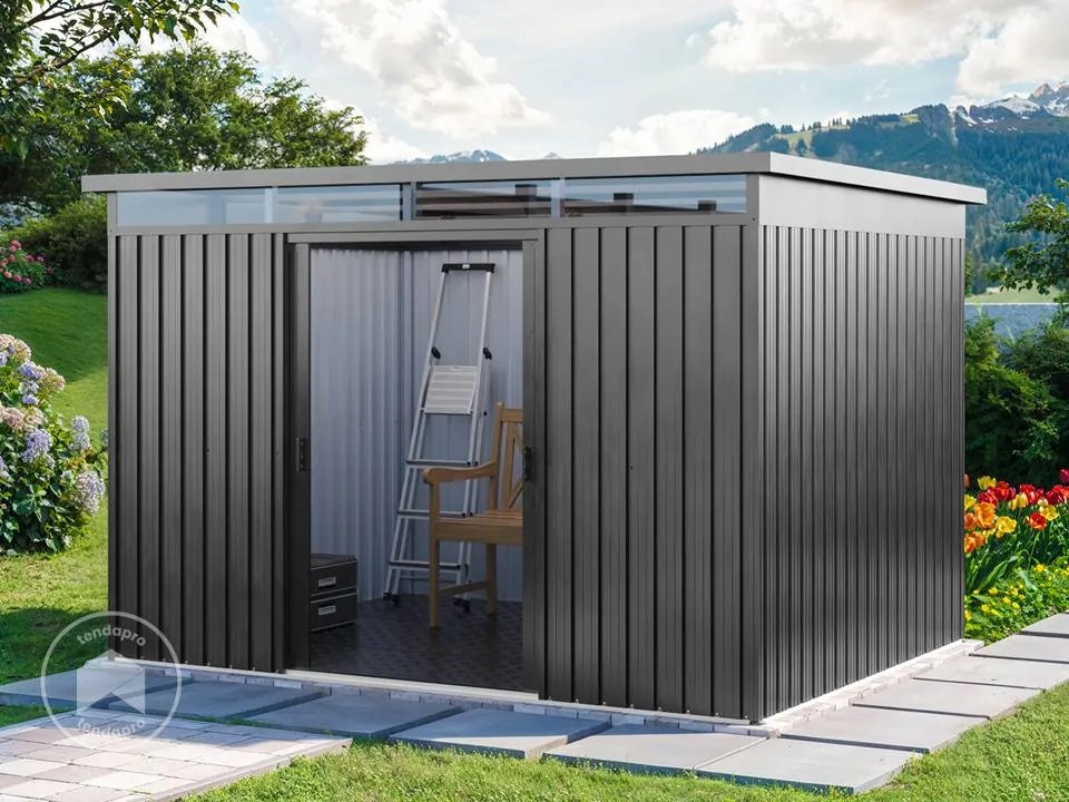 PRIMEYARD Casetta da giardino 260 x 200 cm, grigio perla - (GFPV01012)