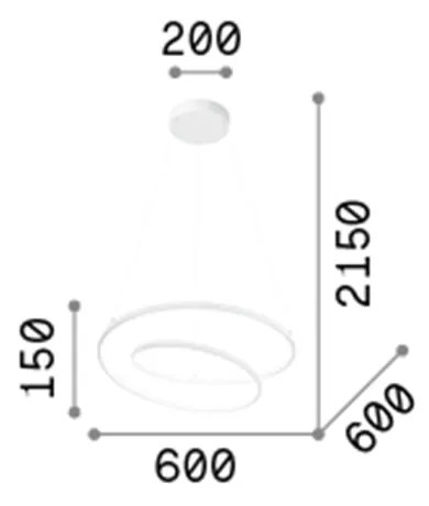 Sospensione Moderna Oz Metallo Bianco Led 48W 3000K Luce Calda D60Cm On-Off