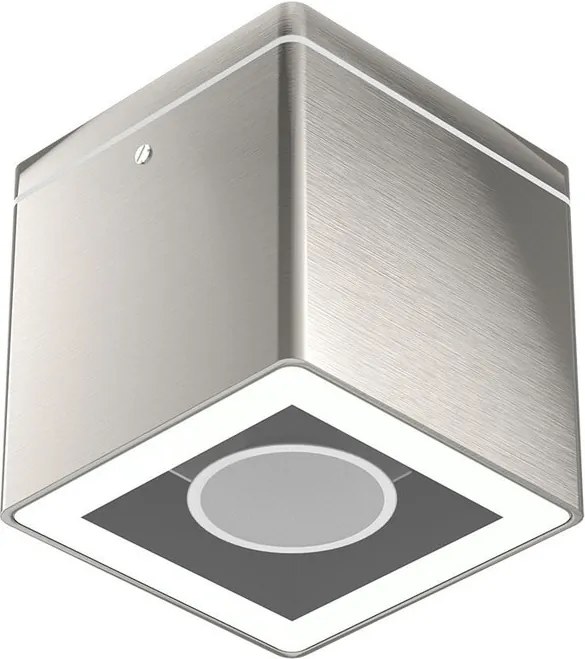 Applique da soffitto Quadrata GU10 IP54 in Alluminio e Vetro - Inox