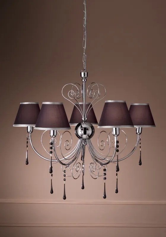 5-light chandelier Murano  -711/5 - Fashion Crystal - Arredo Luce Cromo