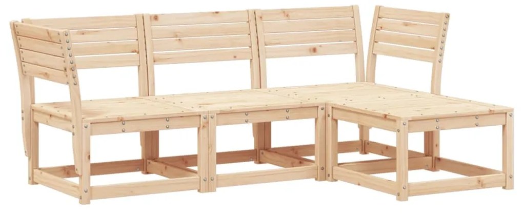 Set salotto da giardino 4 pz in legno massello di pino