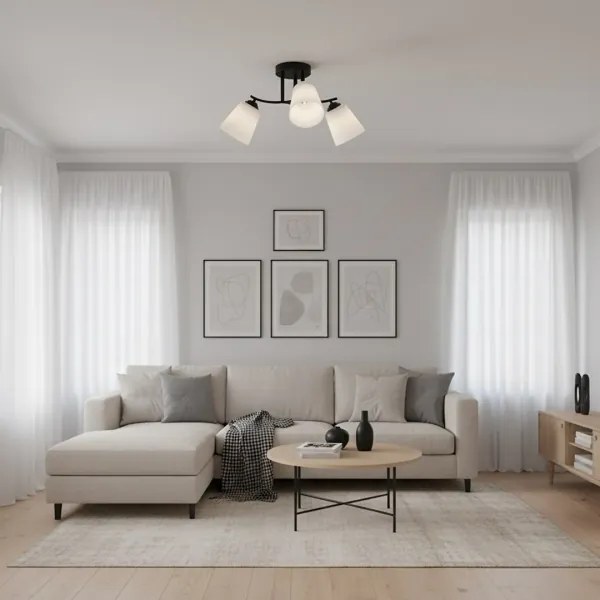 Plafoniera PAFOS 3xE27/15W/230V nero