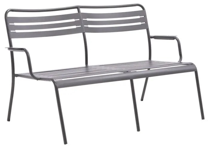 Divano da giardino in acciaio antracite con braccioli Cafe 2 posti, seduta in acciaio antracite L 121.5 x H 72 x P 74 cm