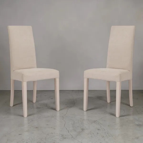 Sedia moderna denver in tessuto Beige imbottita - set 2