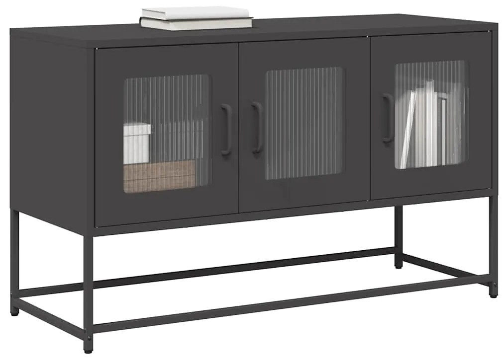 Mobile Tv Nero 100,5x39x60,5 Cm İn Acciaio Laminato A Freddo /