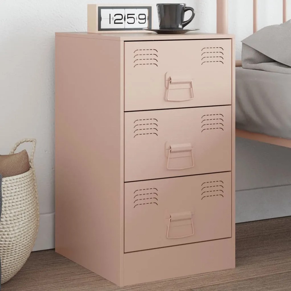 Comodino Rosa 34,5x39x62 Cm İn Acciaio /