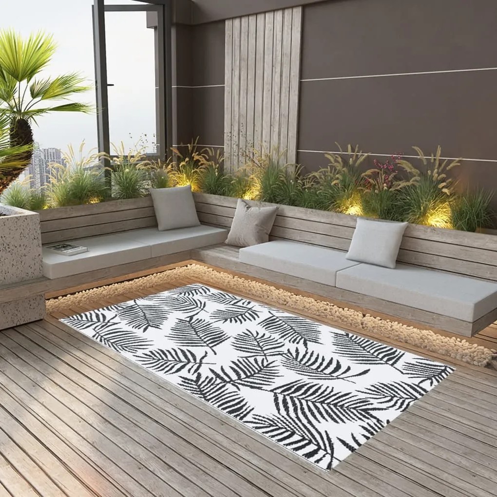 Tappeto Da Esterni Arakıl Bianco E Nero 160x230 Cm İn Pp /
