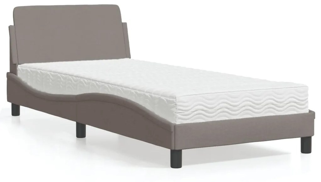 Letto Con Materasso Tortora 90x200 Cm İn Tessuto /