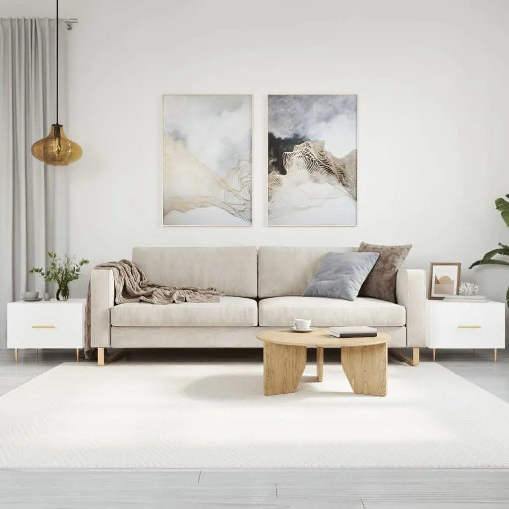 Tavolini Salotto 2pz Bianco Lucido 50x50x40cm Legno Multistrato /