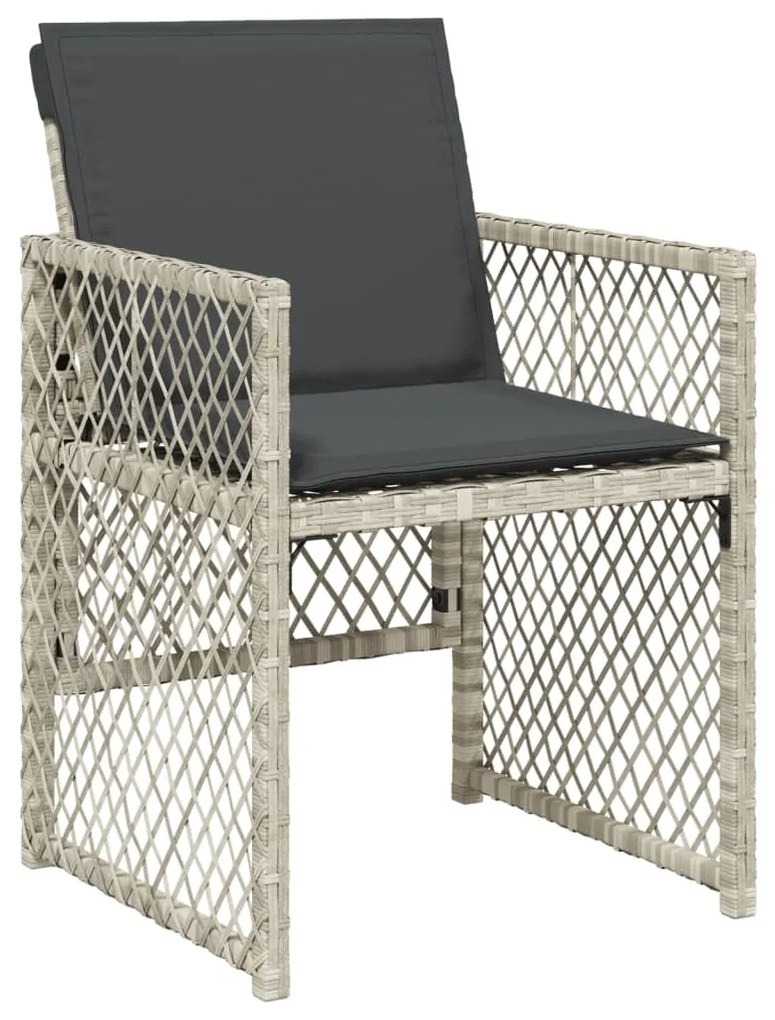 Set pranzo giardino 11pz con cuscini grigio chiaro polyrattan