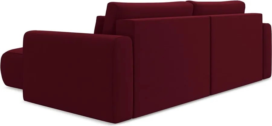 Divano angolare burgundy allungabile/con contenitore (con penisola a destra/con chaise lounge) con rivestimento in velluto Kapua – Makamii