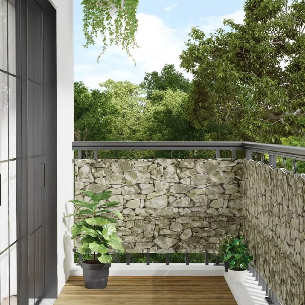 Paravento Da Balcone Con Aspetto Pietra 500x75 Cm Pvc /