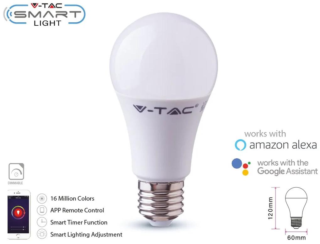 V-TAC Smart Lampada Led Bulb E27 A60 11W WiFi RGB CCT Dimmerabile APP Compatible Amazon Alexa Google Home SKU-212752