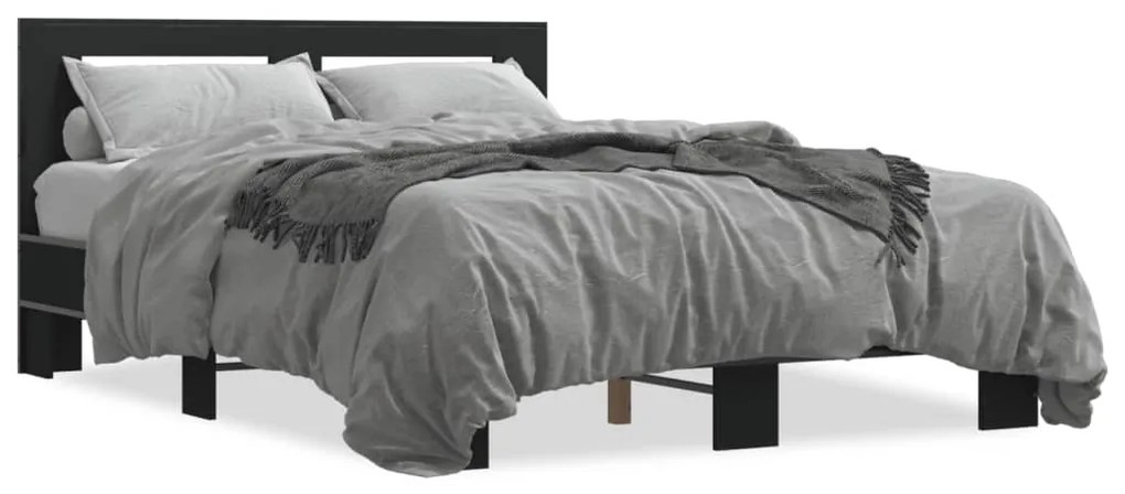 Giroletto Nero 120x200 Cm İn Legno Multistrato E Metallo /