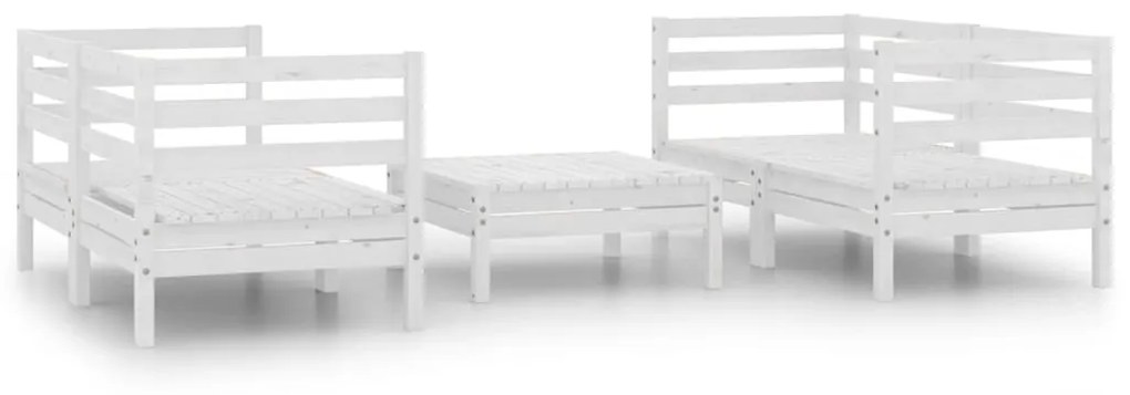 Set divani da giardino 5 pz bianco in legno massello di pino