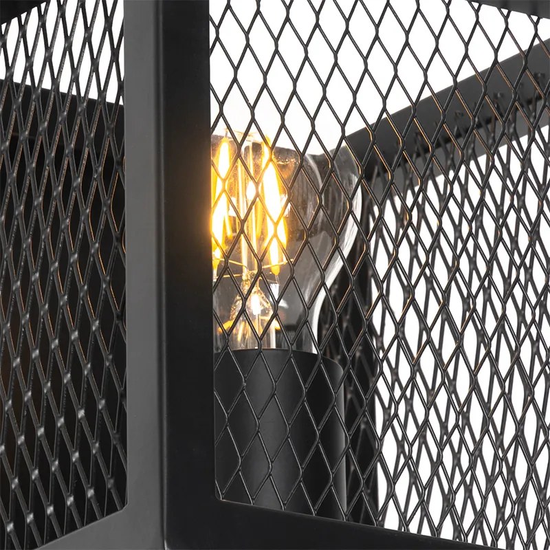 Lampada da parete industriale nera con rete - Cage
