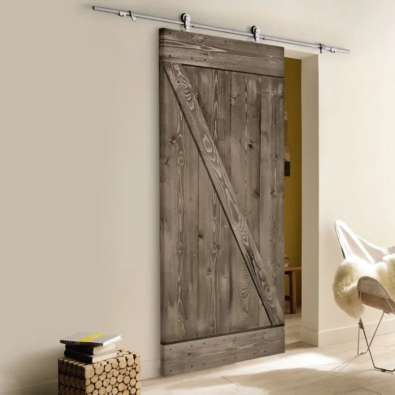 Porta scorrevole reversibile Horse scura in legno marrone, L 96 x H 215 cm, con binario Toledo