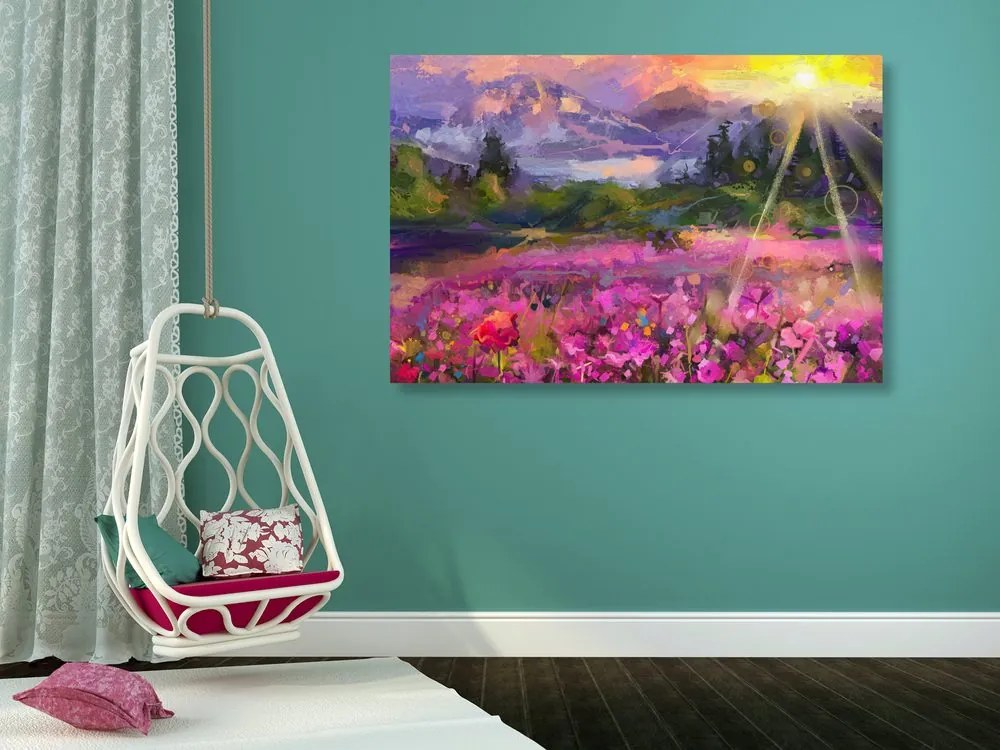 Quadro su tela – Dipinto a olio paesaggistico colorato