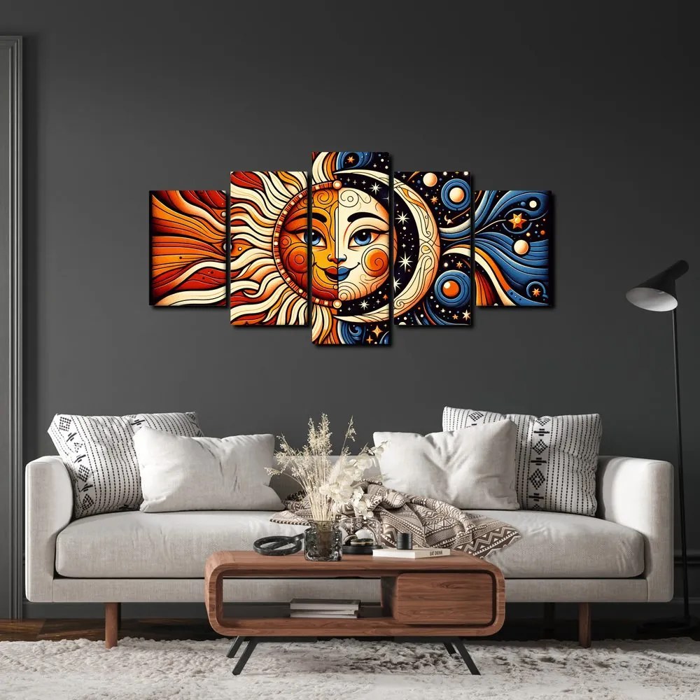 Quadri 5 pezzi – Sole e luna