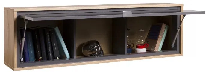 Parete attrezzata composta da Colonna 2 ante, Base Tv 2 ante 2 cassetti, Pensile 1 anta e Libreria 3 vani - Cornice