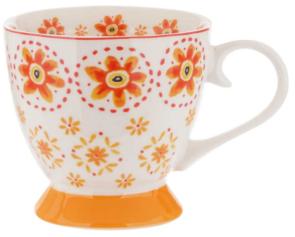 Tazza tè fiori arancione in New Bone China, 450 ml