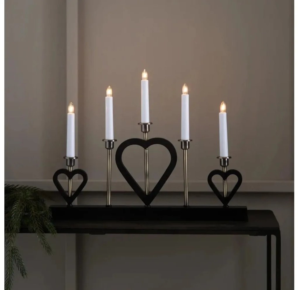 Markslöjd 705938 - Candelabro natalizio MELISSA 5xE10/3W/230V nero/ottone