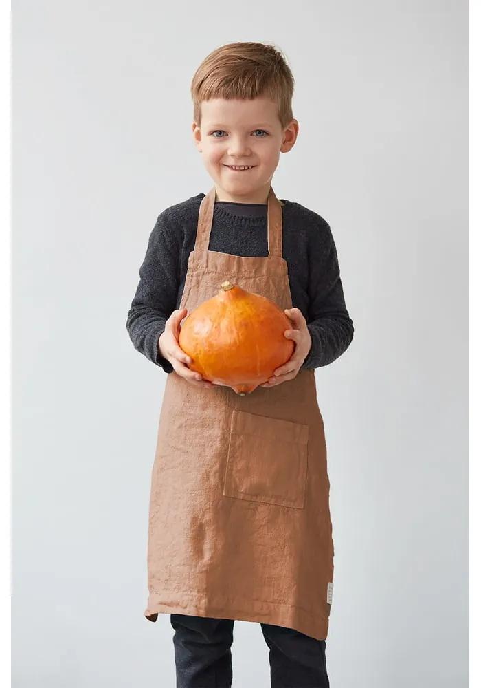 Grembiule di lino arancione per bambini Regolare, 57 x 47 cm Cafe Creme - Linen Tales