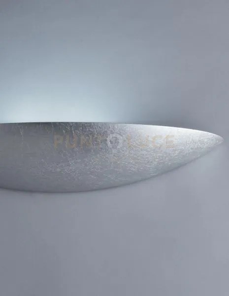 Applique a parete livigno foglia argento 2 luci attacco g9 39x11x6cm