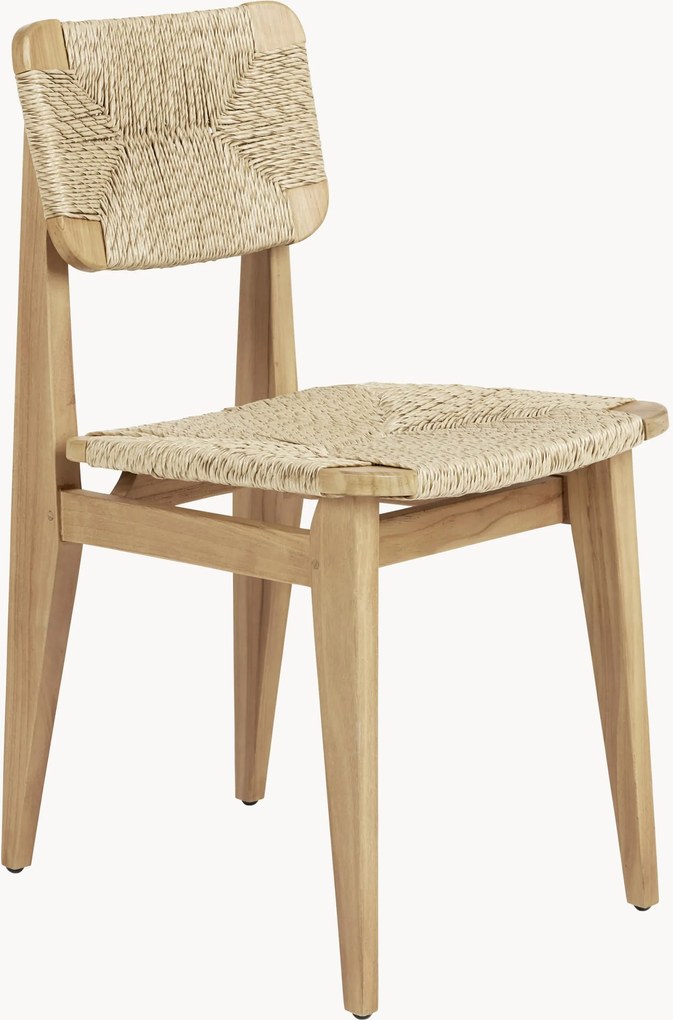 Sedia da giardino in legno di teak con seduta e schienale intrecciati C-Chair