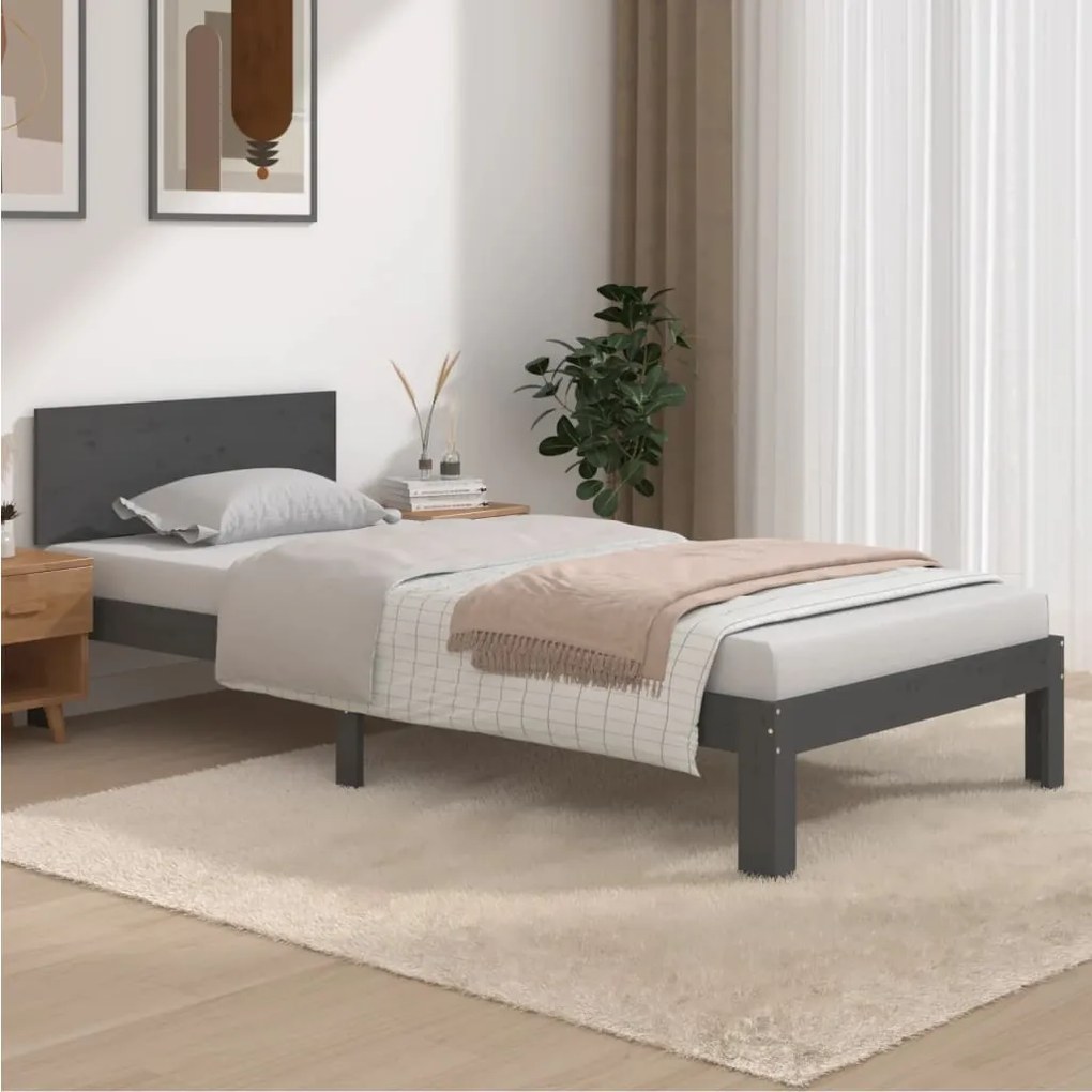 Giroletto Grigio İn Legno Massello Di Pino 90x200 Cm /