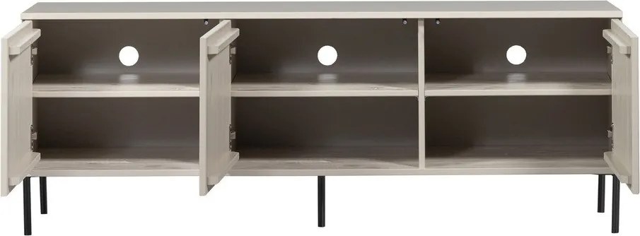 Mobile TV grigio chiaro in pino massiccio 150x56x44 cm New Gravure – WOOOD