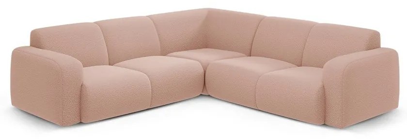 Divano angolare rosa chiaro in tessuto bouclé (angolo variabile / a L) Molino - Micadoni Home