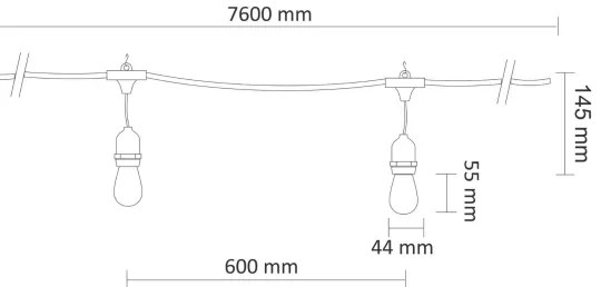 Catena decorativa da esterno LED PARTY NEON 7,6 m 10xE27/0,6W/36V IP44