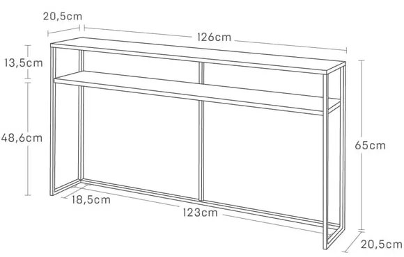 Tavolo consolle nero/in marrone scuro con effetto frassino 20,5x126 cm Tower - YAMAZAKI