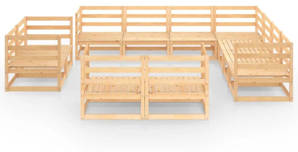 Set divani da giardino 11 pz in legno massello di pino