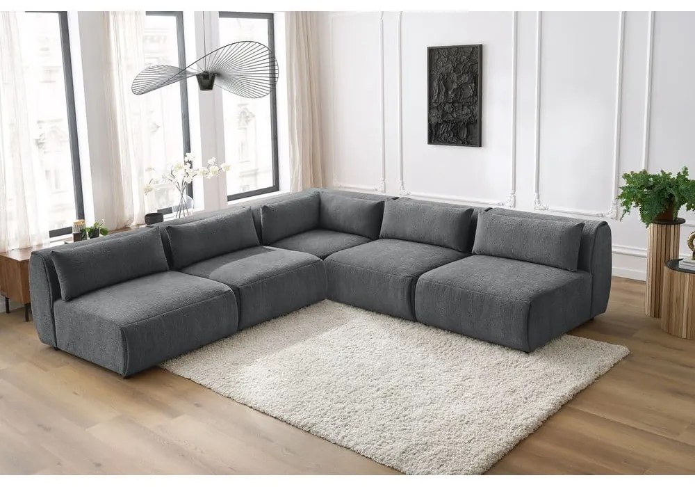 Divano angolare grigio (variabile) Jeanne - Bobochic Paris