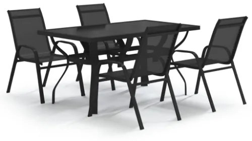 Set da Pranzo da Giardino 5 pz Nero