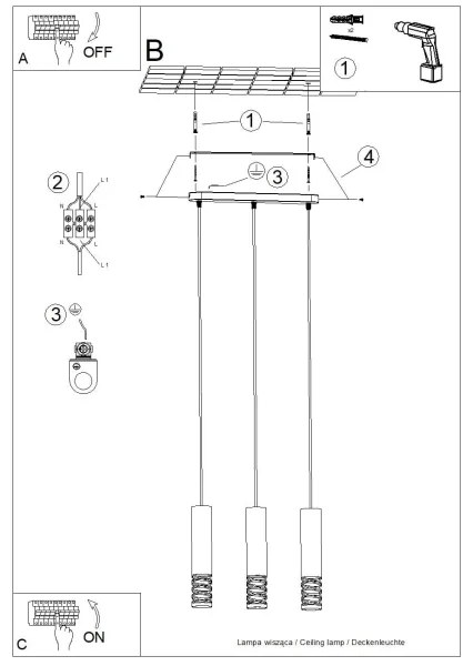 Sollux SL.1688 - Lampadario a sospensione con filo LAMI 3xGU10/10W/230V bianco