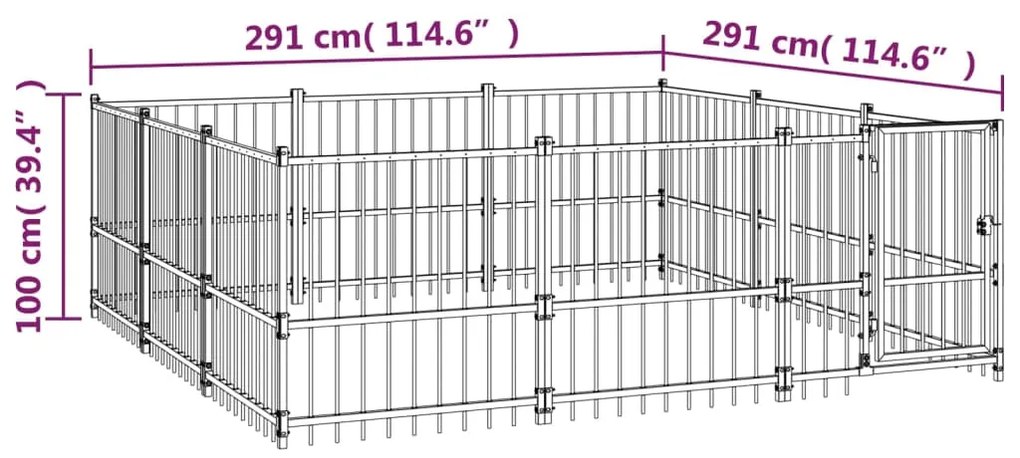 Gabbia per Cani da Esterno in Acciaio 8,47 m²