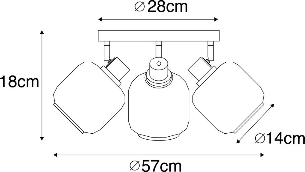 Faretto da soffitto intelligente nero con oro e vetro fumé incl. 3 wifi P45 - Zuzanna