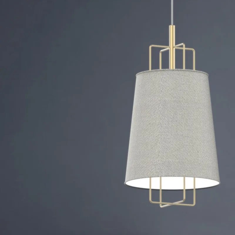 Lampadario Moderno Pyra oro paralume grigio perla E27 MILOOX