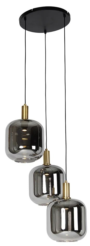 Lampada a sospensione nera con vetro oro e fumé incl. 3 PUCC - Zuzanna
