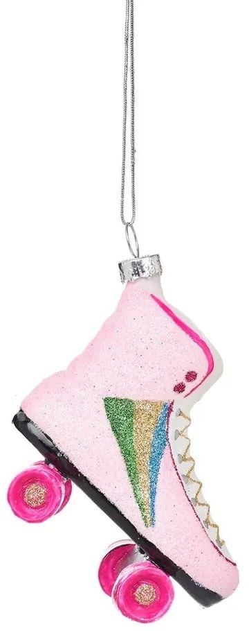 Decorazione per albero di natale in vetro fatta a mano 8 cm Retro Rollerskate – Sass &amp; Belle