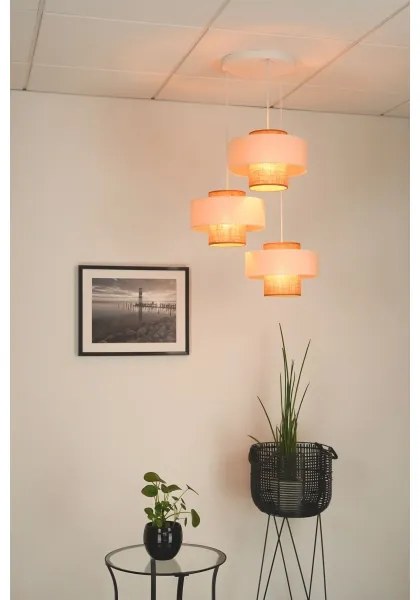 Brilagi - Lampadario a sospensione con filo DALLAS 3xE27/15W/230V marrone/color crema/bianco